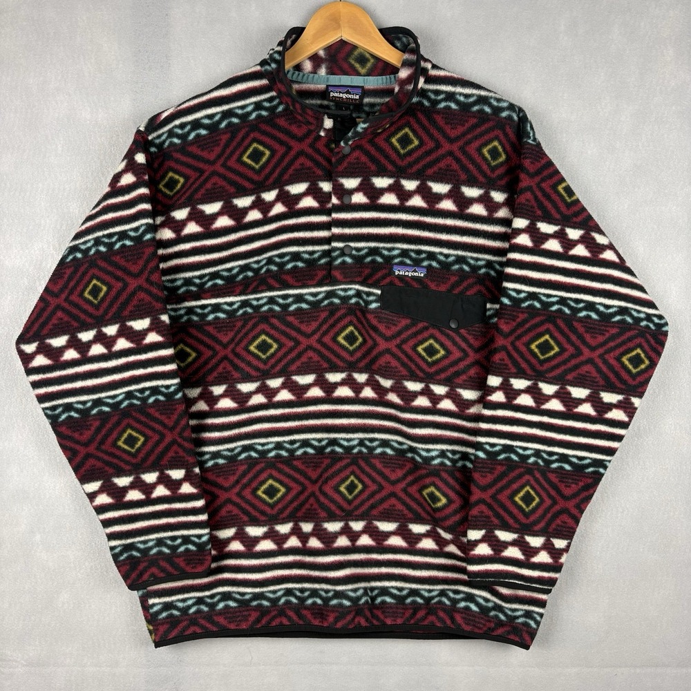 Patagonia Synchilla Snap-T Fleece Pullover Mens Large Aztec Saltillo Cinder Red